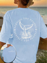 Women's Dolphin Slogan Printed Oversized T-Shirt For Vacation And Leisure On The Beach SERVING THE PEOPLE RESPECT THE PEOPLE
